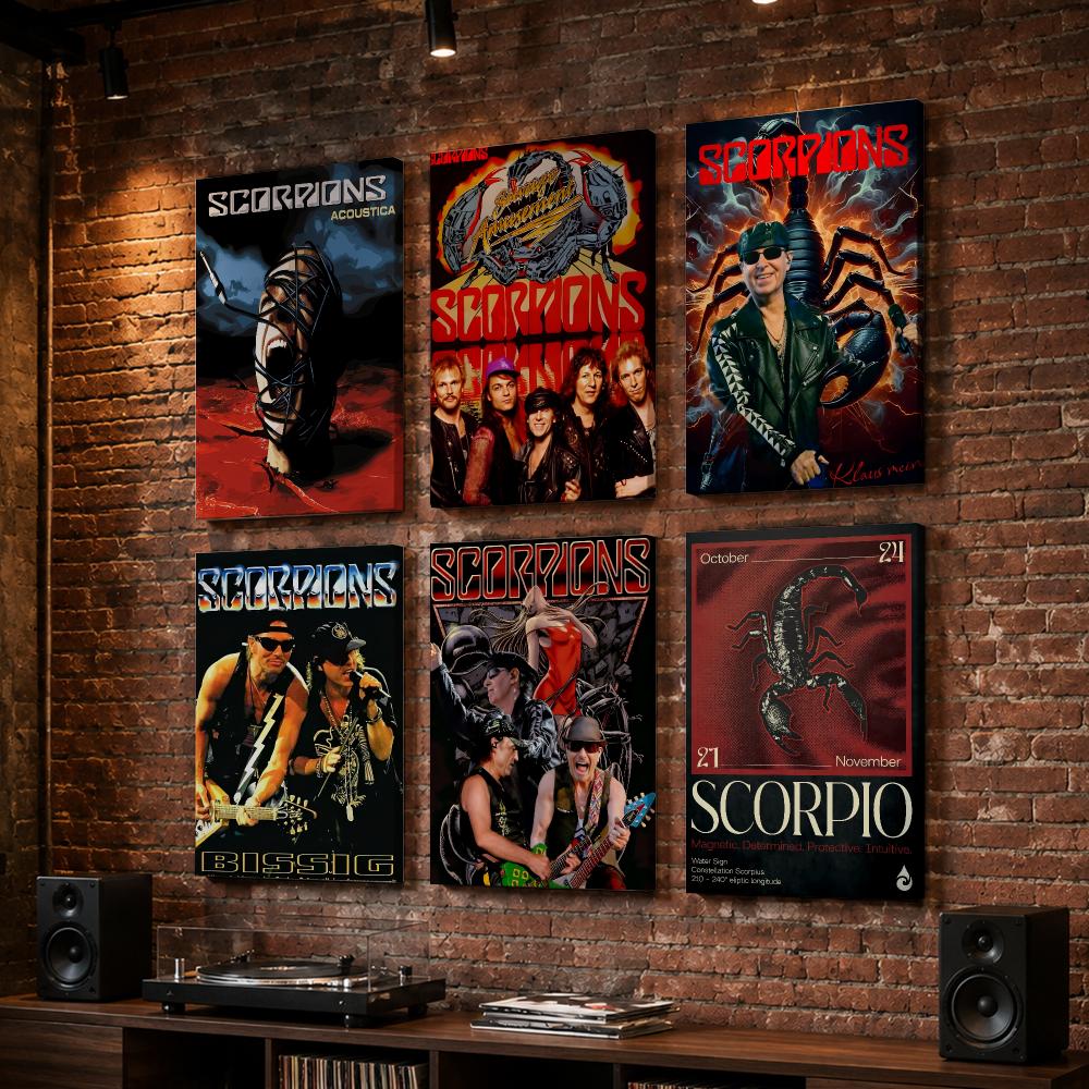 Live Rock - S-Scorpions Vintage Rockmuziek, ingelijste wanddecoratie, houten