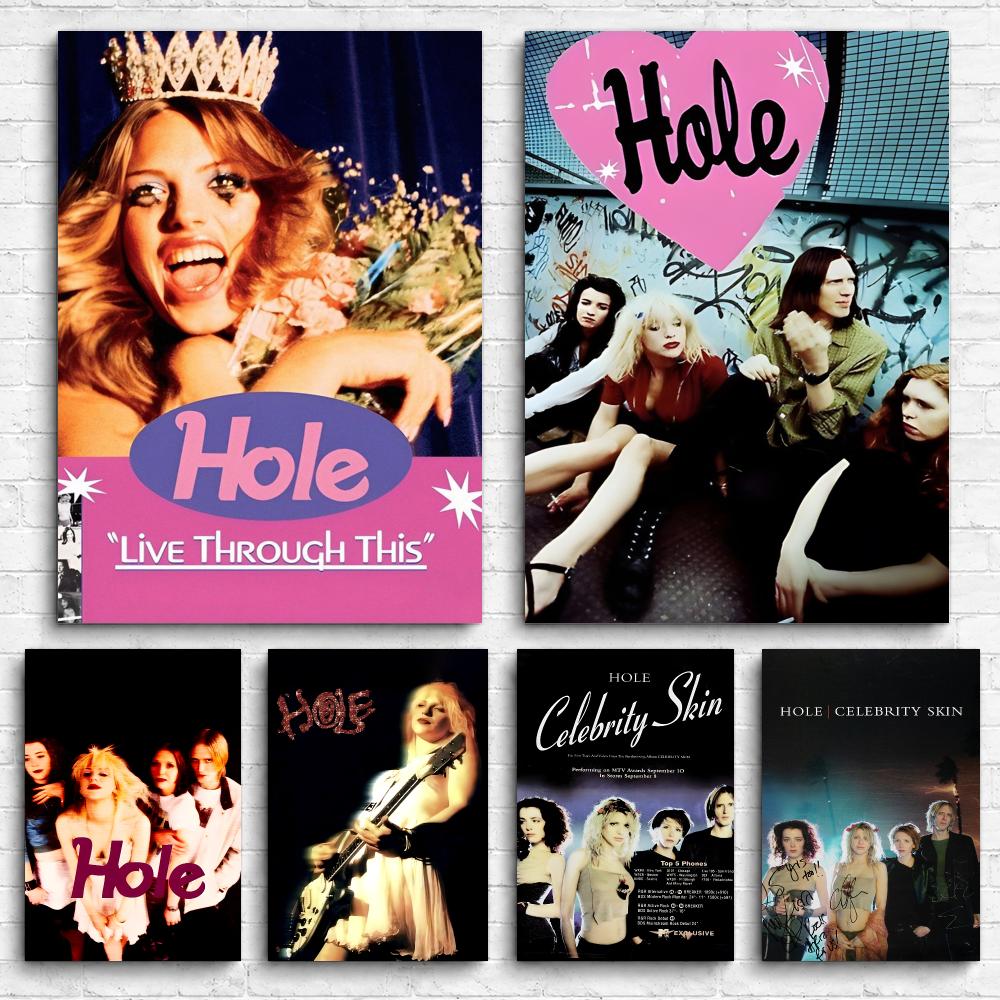Live Rock - Rockbandalbum H-Hole, ingelijste wanddecoratie, canvasposter, klaar